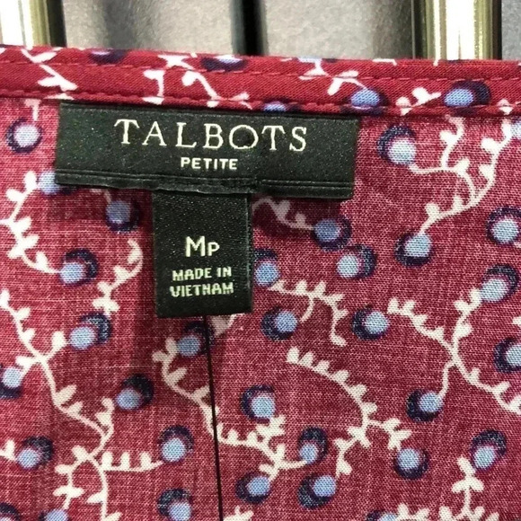 Talbots Petite V-neck Wrap blouse,long sleeve elastic back waist,pattern - Picture 11 of 11